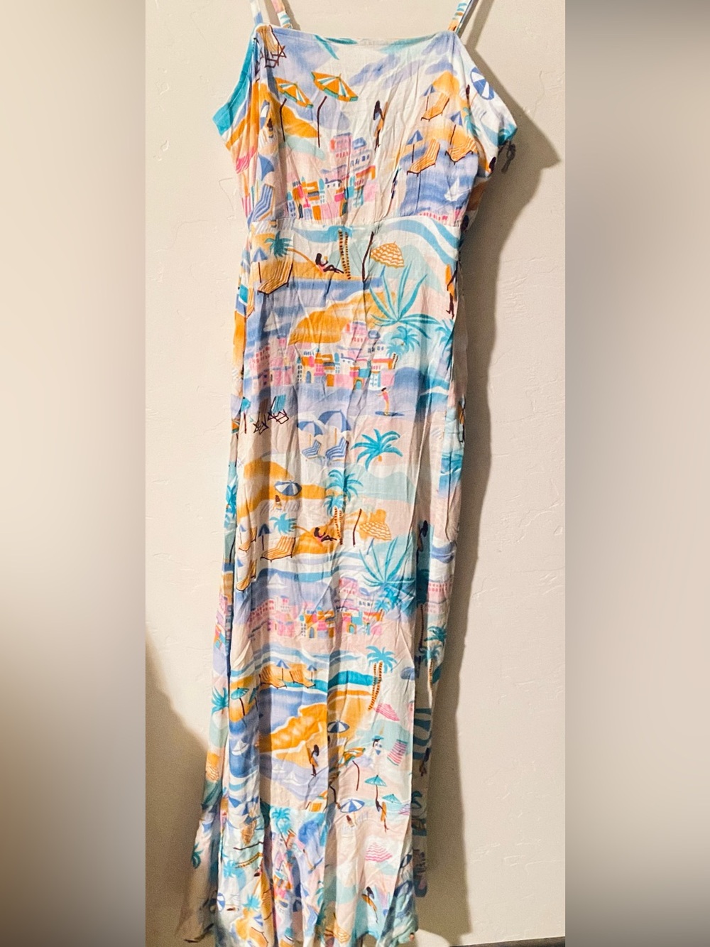 NEW Summer Coastal Print Maxi Dress in Blue & Yellow